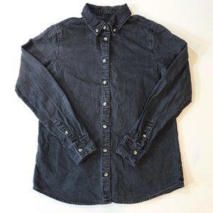 ASOS Black Gray Cotton Denim Button Down Shirt